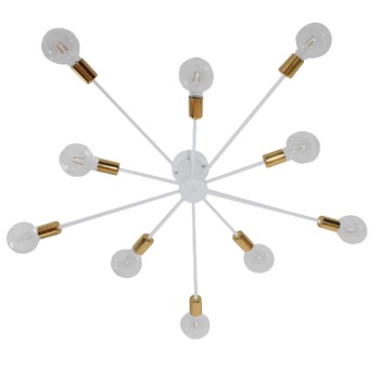 GLOBOSTAR® OLINDA 01383 Μοντέρνο Φωτιστικό Οροφής με Ντουί 10 x E27 AC 220-240V IP20 - Λευκό & Χρυσό - Μ95 x Π95 x Υ17cm