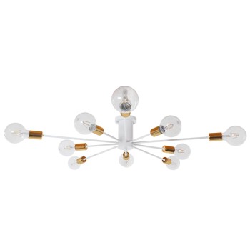 GLOBOSTAR® OLINDA 01383 Μοντέρνο Φωτιστικό Οροφής με Ντουί 10 x E27 AC 220-240V IP20 - Λευκό & Χρυσό - Μ95 x Π95 x Υ17cm