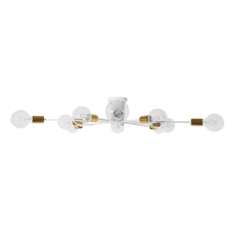 GloboStar® OLINDA 01383 Μοντέρνο Φωτιστικό Οροφής Πλέγμα Πολύφωτο 10 x E27 IP20 Λευκό & Χρυσό Μέταλλο - Μ95 x Π95 x Υ17cm