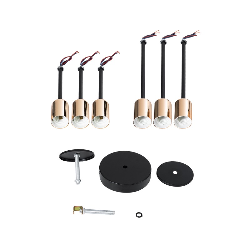 GloboStar® OLINDA 01384 Μοντέρνο Φωτιστικό Οροφής Πλέγμα Πολύφωτο 6 x E27 IP20 Μαύρο & Χάλκινο - Μέταλλο Μ60 x Π60 x Υ20cm