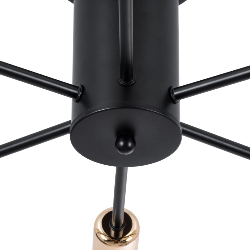 GloboStar® OLINDA 01384 Μοντέρνο Φωτιστικό Οροφής Πλέγμα Πολύφωτο 6 x E27 IP20 Μαύρο & Χάλκινο - Μέταλλο Μ60 x Π60 x Υ20cm