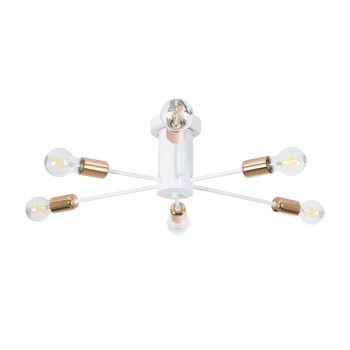 GLOBOSTAR® OLINDA 01385 Μοντέρνο Φωτιστικό Οροφής με Ντουί 6 x E27 AC 220-240V IP20 - Λευκό & Χάλκινο - Μ60 x Π60 x Υ20cm