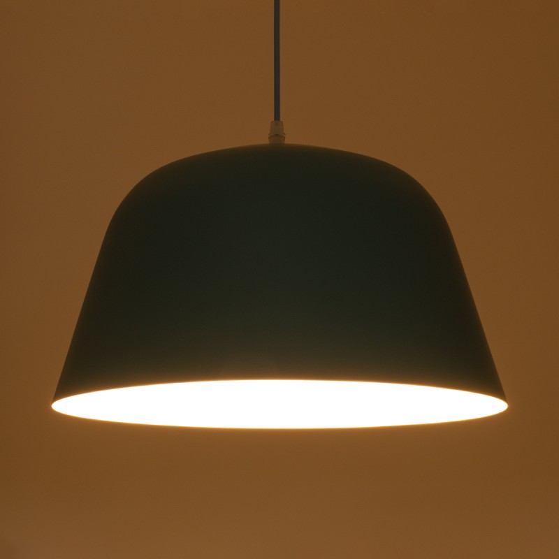 GloboStar® UPVALE 01286 Μοντέρνο Κρεμαστό Φωτιστικό Καμπάνα Μονόφωτο 1 x E27 IP20 Μπλε & Λευκό Μέταλλο - Μ40 x Π40 x Υ24cm