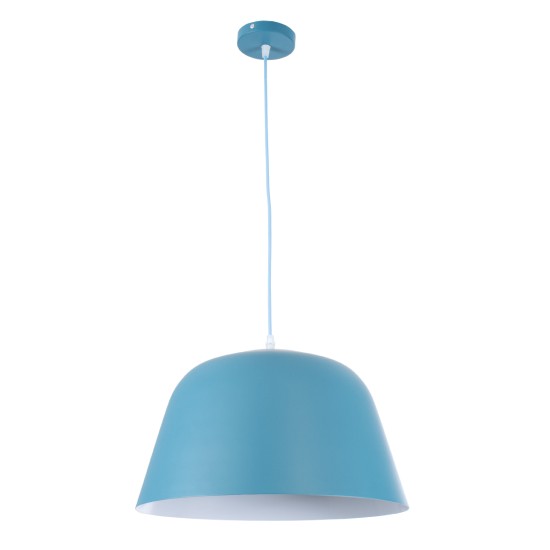 GloboStar® UPVALE 01286 Μοντέρνο Κρεμαστό Φωτιστικό Καμπάνα Μονόφωτο 1 x E27 IP20 Μπλε & Λευκό Μέταλλο - Μ40 x Π40 x Υ24cm GloboStar® UPVALE 01286 Μοντέρνο Κρεμαστό Φωτιστικό Καμπάνα Μονόφωτο 1 x E27 IP20 Μπλε & Λευκό Μέταλλο - Μ40 x Π40 x Υ24cm