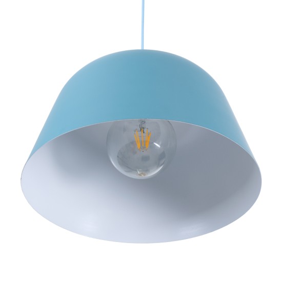 GloboStar® UPVALE 01286 Μοντέρνο Κρεμαστό Φωτιστικό Καμπάνα Μονόφωτο 1 x E27 IP20 Μπλε & Λευκό Μέταλλο - Μ40 x Π40 x Υ24cm GloboStar® UPVALE 01286 Μοντέρνο Κρεμαστό Φωτιστικό Καμπάνα Μονόφωτο 1 x E27 IP20 Μπλε & Λευκό Μέταλλο - Μ40 x Π40 x Υ24cm