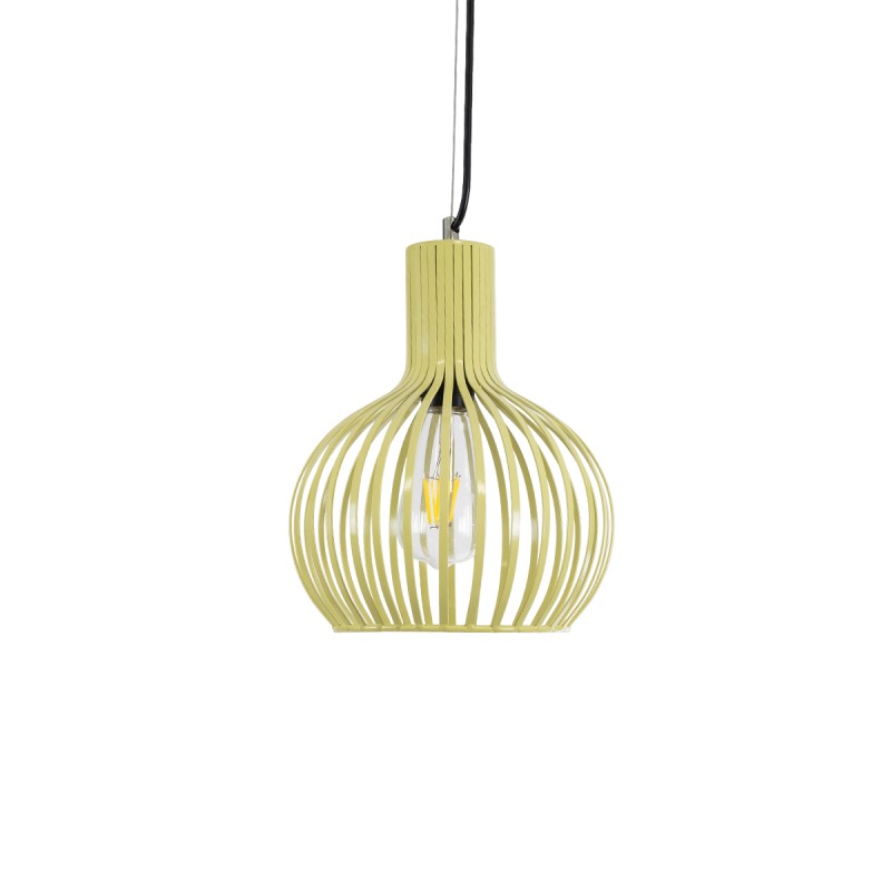 GloboStar® SCANDI 01387 Vintage Κρεμαστό Φωτιστικό Πλέγμα Μονόφωτο 1 x E27 IP20 Μπεζ Μέταλλο - Μ23 x Π23 x Υ30cm