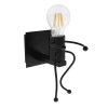 GloboStar® FIGURE 10001388 Μοντέρνο Επιτοίχιο Φωτιστικό Απλίκα Μονόφωτο 1 x E27 IP20 Μαύρο Μέταλλο - Μ12 x Π19 x Υ17cm
