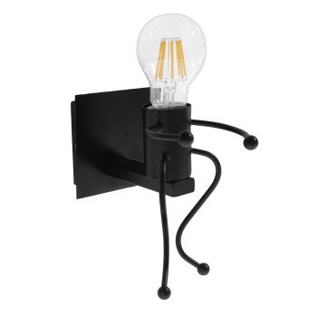 GLOBOSTAR® FIGURE 10001388 Μοντέρνο Φωτιστικό Τοίχου - Απλίκα με Ντουί 1 x E27 AC 220-240V IP20 - Μαύρο - Μ12 x Π19 x Υ17cm