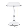 GloboStar® LIBRARY 01390 Vintage Επιτραπέζιο Φωτιστικό Πορτατίφ Μονόφωτο Μεταλλικό Χρώμιο Νίκελ με Λευκό Καπέλο Μ26.5 x Π19 x Υ38cm