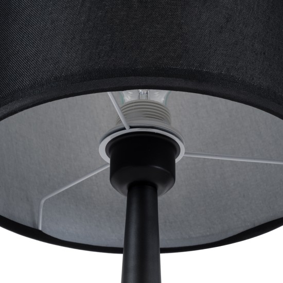 GloboStar® AMBROSIA BLACK 01394 Μοντέρνο Επιτραπέζιο Φωτιστικό Πορτατίφ Μονόφωτο Μεταλλικό με Μαύρο Καπέλο Φ25 x Υ46cm