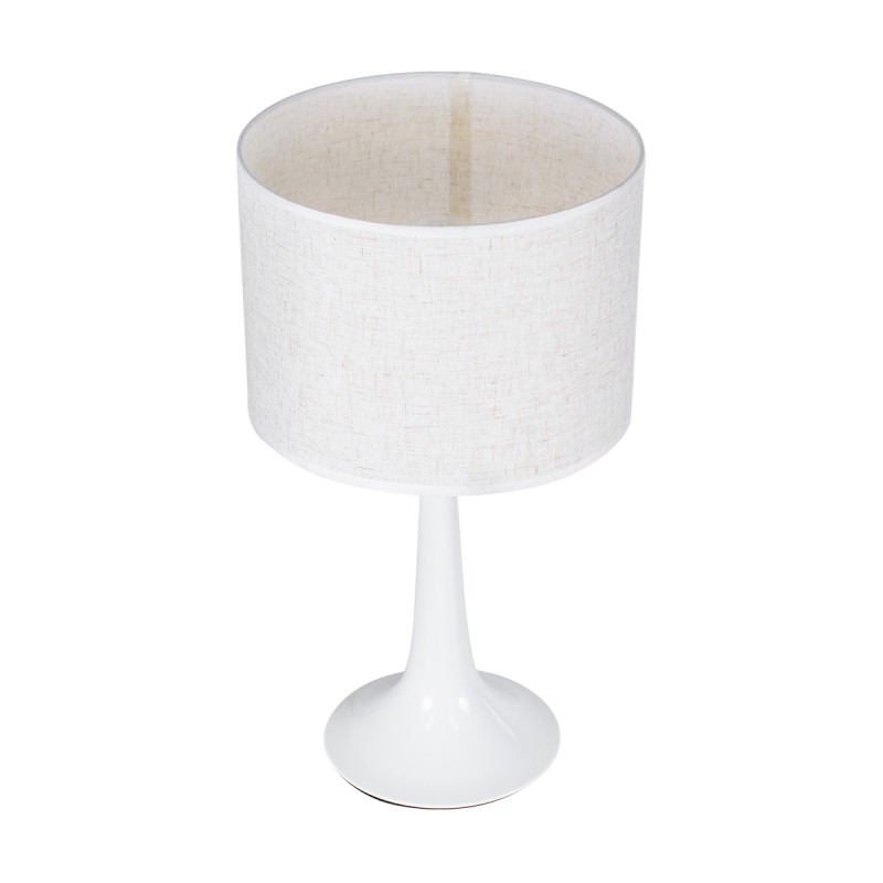 GloboStar® AMBROSIA 01395 Μοντέρνο Επιτραπέζιο Φωτιστικό Πορτατίφ Μονόφωτο 1 x E27 Λευκό Μεταλλικό με Καπέλο Φ25 x Υ46cm