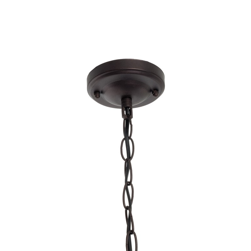 GloboStar® LINCOLN 01399 Vintage Κρεμαστό Φωτιστικό Πλέγμα Μονόφωτο 1 x E27 IP20 Καφέ Μεταλλο με Διάφανο Γυαλί - Μ19 x Π19 x Υ20cm