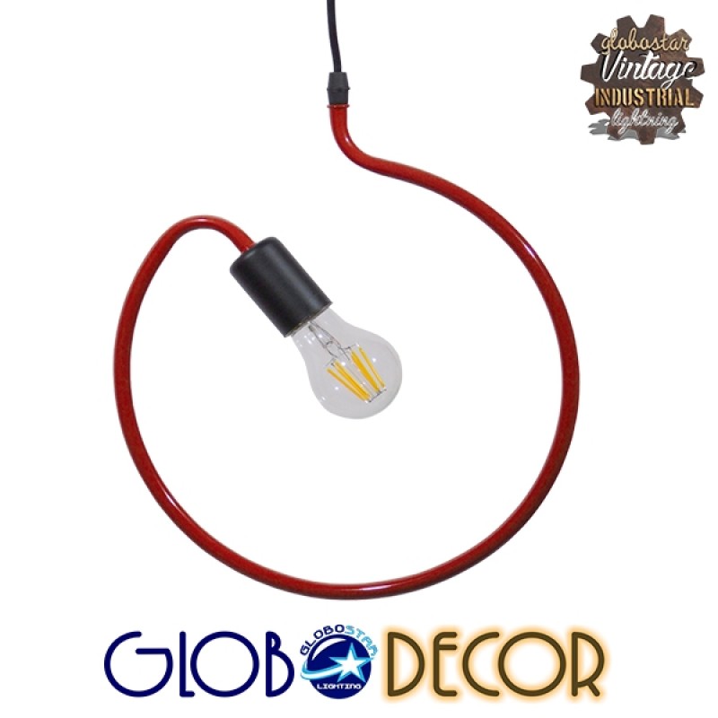 GloboStar® LIBBY 01095-1 Παιδικό Κρεμαστό Φωτιστικό Ανάρτηση Μονόφωτο 1 x E27 IP20 Κόκκινο Μέταλλο - Μ28 x Π28 x Υ16cm