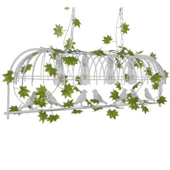 GLOBOSTAR® NEST 01403 Vintage Κρεμαστό Φωτιστικό Οροφής με Ντουί 4 x E27 AC 220-240V IP20 - Λευκό & Πράσινο - Μ103 x Π34 x Υ36.5cm