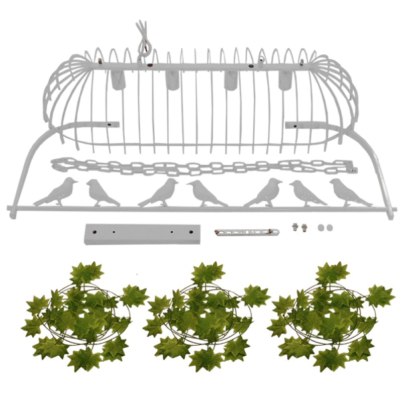 GloboStar® NEST 01403 Vintage Κρεμαστό Φωτιστικό Φιγούρα Πολύφωτο 4 x E27 IP20 Λευκό Μέταλλο με Πράσινο Πλαστικό - Μ103 x Π34 x Υ36.5cm