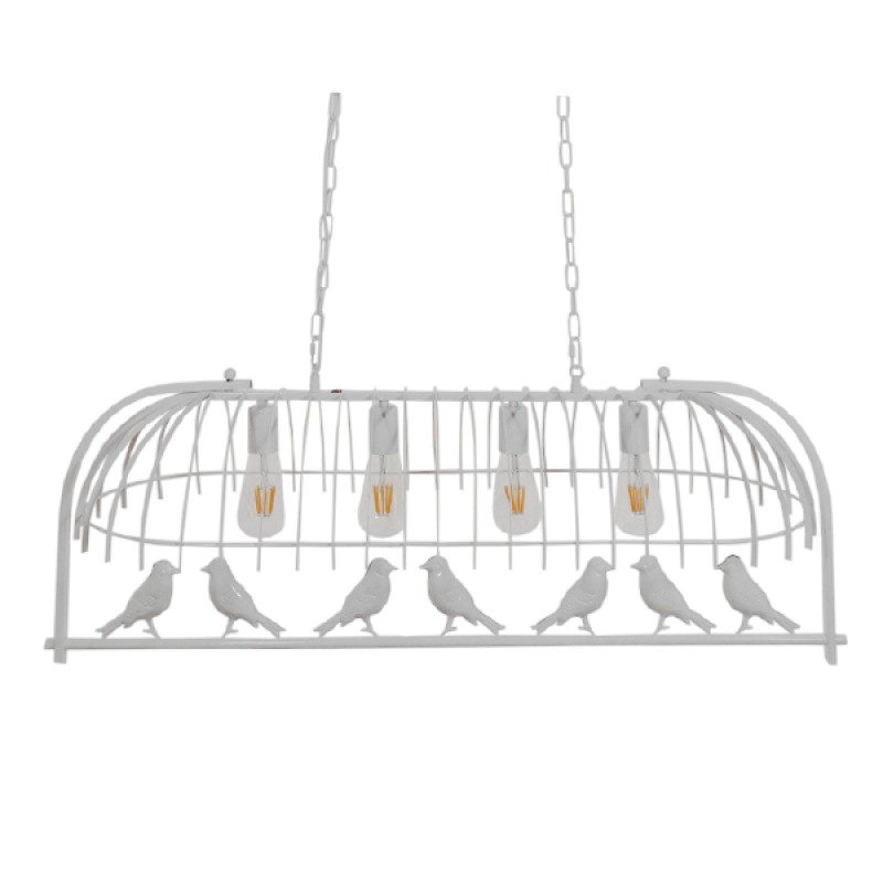 GloboStar® NEST 01403 Vintage Κρεμαστό Φωτιστικό Φιγούρα Πολύφωτο 4 x E27 IP20 Λευκό Μέταλλο με Πράσινο Πλαστικό - Μ103 x Π34 x Υ36.5cm