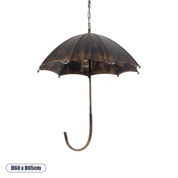 GLOBOSTAR® UMBRELLA 01406 Vintage Κρεμαστό Φωτιστικό Οροφής με Ντουί 5 x E27 AC 220-240V IP20 - Χάλκινο - Μ60 x Π60 x Y65cm