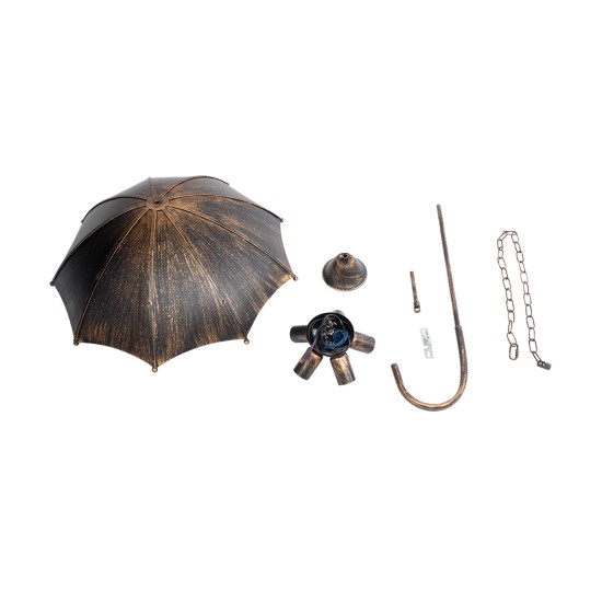 GloboStar® UMBRELLA 01406 Vintage Κρεμαστό Φωτιστικό Φιγούρα Πολύφωτο 5 x E27 IP20 Χάλκινο & Μαύρο Μέταλλο - Μ60 x Π60 x Y65cm GloboStar® UMBRELLA 01406 Vintage Κρεμαστό Φωτιστικό Φιγούρα Πολύφωτο 5 x E27 IP20 Χάλκινο & Μαύρο Μέταλλο - Μ60 x Π60 x Y65cm