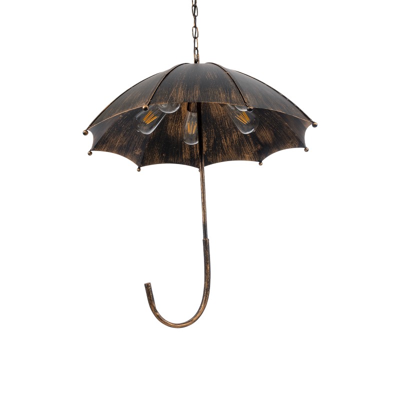 GloboStar® UMBRELLA 01406 Vintage Κρεμαστό Φωτιστικό Φιγούρα Πολύφωτο 5 x E27 IP20 Χάλκινο & Μαύρο Μέταλλο - Μ60 x Π60 x Y65cm