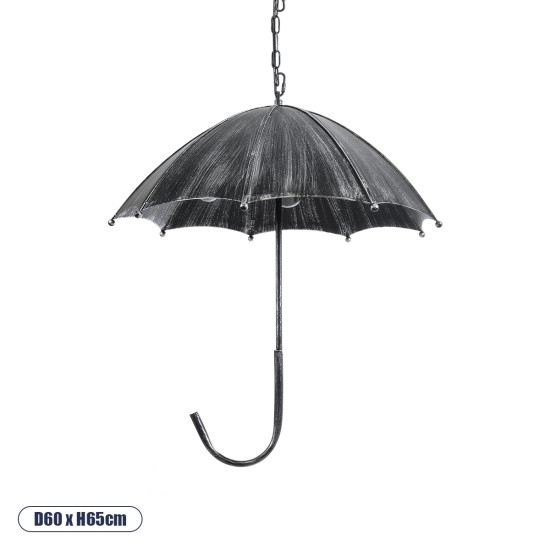GloboStar® UMBRELLA 01407 Vintage Κρεμαστό Φωτιστικό Φιγούρα Πολύφωτο 5 x E27 IP20 Ασημί Μέταλλο - Μ60 x Π60 x Y65cm GloboStar® UMBRELLA 01407 Vintage Κρεμαστό Φωτιστικό Φιγούρα Πολύφωτο 5 x E27 IP20 Ασημί Μέταλλο - Μ60 x Π60 x Y65cm