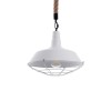 GloboStar® CRANE 01409 Vintage Κρεμαστό Φωτιστικό Μονόφωτο Καμπάνα 1 x E27 IP20 Λευκό Μεταλλο με Μπεζ Σχοινί - Μ36 x Π36 x Y31cm