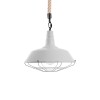 GloboStar® CRANE 01409 Vintage Κρεμαστό Φωτιστικό Μονόφωτο Καμπάνα 1 x E27 IP20 Λευκό Μεταλλο με Μπεζ Σχοινί - Μ36 x Π36 x Y31cm