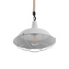 GloboStar® CRANE 01409 Vintage Κρεμαστό Φωτιστικό Μονόφωτο Καμπάνα 1 x E27 IP20 Λευκό Μεταλλο με Μπεζ Σχοινί - Μ36 x Π36 x Y31cm