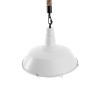 GloboStar® CRANE 01409 Vintage Κρεμαστό Φωτιστικό Μονόφωτο Καμπάνα 1 x E27 IP20 Λευκό Μεταλλο με Μπεζ Σχοινί - Μ36 x Π36 x Y31cm