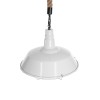 GloboStar® PUPPET 01412 Vintage Κρεμαστό Φωτιστικό Μονόφωτο Καμπάνα 1 x E27 IP20 Λευκό Μεταλλο με Μπεζ Σχοινί - Μ36 x Π36 x Y31cm