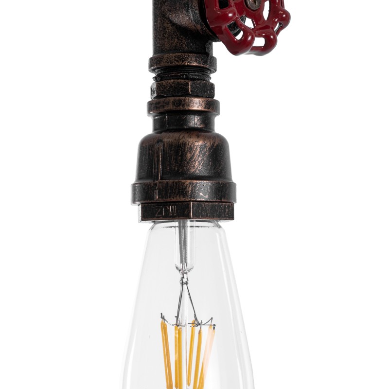 GloboStar® SPIGOT 01414 Vintage Κρεμαστό Φωτιστικό Ανάρτηση Μονόφωτο 1 x E27 IP20 Καφέ & Κόκκινο Μέταλλο - Μ5 x Π5 x Y20cm