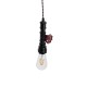 GloboStar® SPIGOT 01415 Vintage Κρεμαστό Φωτιστικό Ανάρτηση Μονόφωτο 1 x E27 IP20 Μαύρο & Κόκκινο Μέταλλο - Μ5 x Π5 x Y20cm