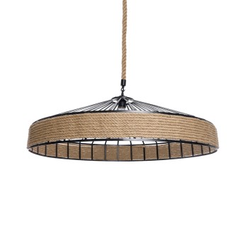 GLOBOSTAR® SAHARA 01416 Boho Κρεμαστό Φωτιστικό Οροφής με Ντουί 1 x E27 AC 220-240V IP20 - Μπεζ & Μαύρο - Μ80 x Π80 x Y25cm