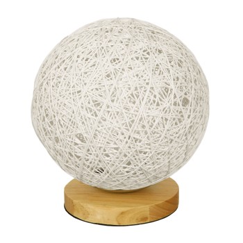 GLOBOSTAR® OCEANA 01417 Boho Επιτραπέζιο Φωτιστικό Πορτατίφ με Ντουί 1 x E27 AC 220-240V IP20 - Λευκό & Μπεζ - M20 x Π20 x Υ22cm