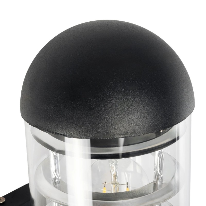 GloboStar® NEWI 01419 Μοντέρνο Επιτοίχιο Φωτιστικό Απλίκα Μονόφωτο 1 x E27 IP20 Μαύρο & Ασημί Μέταλλο με Διάφανο Γυαλί - Μ11 x Π17 x Υ23cm