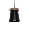 GloboStar® LANA 01424 Μοντέρνο Κρεμαστό Φωτιστικό Κύλινδρος Μονόφωτο 1 x E27 IP20 Μαύρο Μέταλλο με Καρυδί Ξύλο - Μ13 x Π13 x Y17cm
