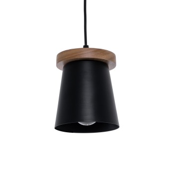 GLOBOSTAR® LANA 01424 Μοντέρνο Κρεμαστό Φωτιστικό Οροφής με Ντουί 1 x E27 AC 220-240V IP20 - Μαύρο & Καφέ - Μ13 x Π13 x Y17cm