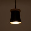 GloboStar® LANA 01424 Μοντέρνο Κρεμαστό Φωτιστικό Κύλινδρος Μονόφωτο 1 x E27 IP20 Μαύρο Μέταλλο με Καρυδί Ξύλο - Μ13 x Π13 x Y17cm