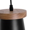 GloboStar® LANA 01424 Μοντέρνο Κρεμαστό Φωτιστικό Κύλινδρος Μονόφωτο 1 x E27 IP20 Μαύρο Μέταλλο με Καρυδί Ξύλο - Μ13 x Π13 x Y17cm