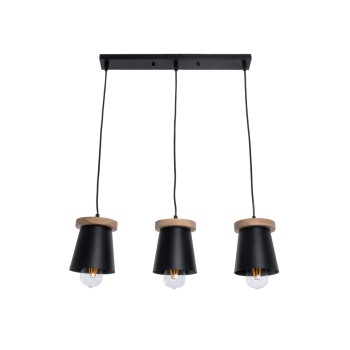 GLOBOSTAR® LANA 01425 Μοντέρνο Κρεμαστό Φωτιστικό Οροφής με Ντουί 3 x E27 AC 220-240V IP20 - Μαύρο & Καφέ - Μ60 x Π13 x Υ18cm