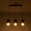 GloboStar® LANA 01425 Μοντέρνο Κρεμαστό Φωτιστικό Κύλινδρος Τρίφωτο 3 x E27 IP20 Μαύρο Μέταλλο με Καρυδί Ξύλο - Μ60 x Π13 x Υ18cm
