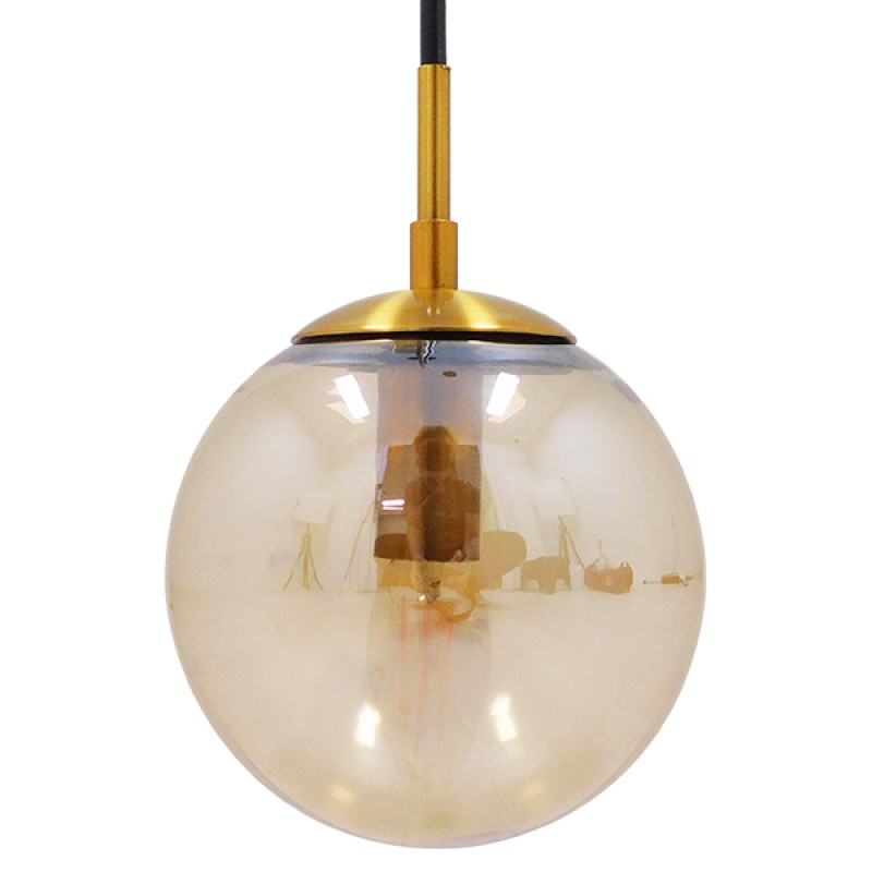 GloboStar® MADISON 01427 Μοντέρνο Επιτοίχιο Φωτιστικό Απλίκα Μονόφωτο 1 x E27 IP20 Χρυσό Μέταλλο με Μελί Γυαλί - Φ15 x Υ54cm