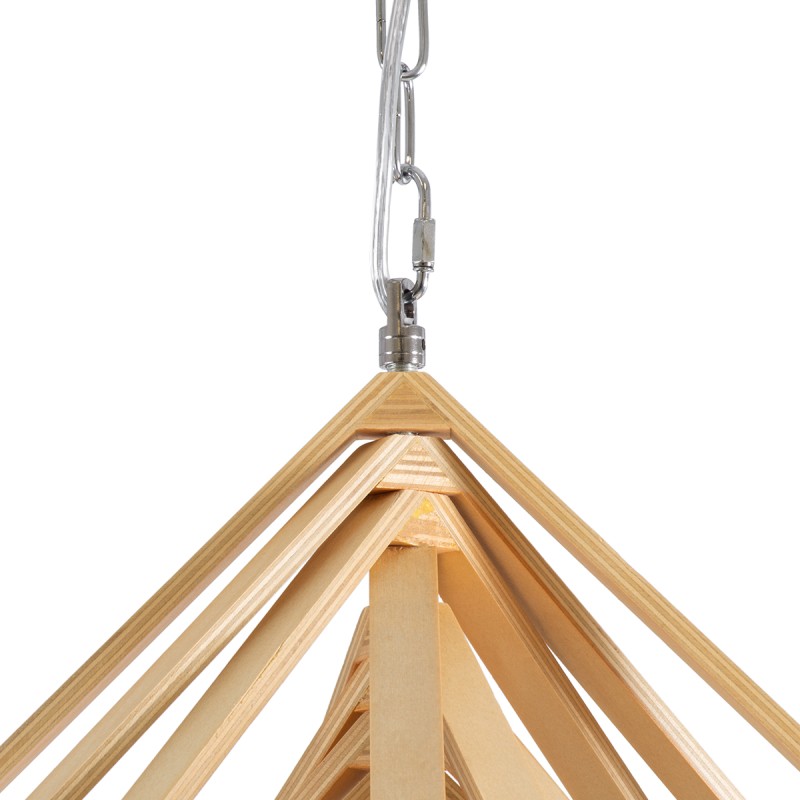 GloboStar® OCTAVE 01431 Μοντέρνο Κρεμαστό Φωτιστικό Οροφής Μονόφωτο 1 x E27 IP20 Μπεζ Ξύλο - Μ64 x Π64 x Y66cm