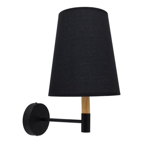 GLOBOSTAR® LYDFORD 01432 Μοντέρνο Φωτιστικό Τοίχου - Απλίκα με Ντουί 1 x E27 AC 220-240V IP20 - Μαύρο - Μ20 x Π28 x Υ36cm