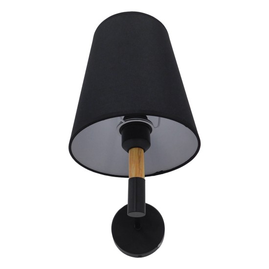 GLOBOSTAR® LYDFORD 01432 Μοντέρνο Φωτιστικό Τοίχου - Απλίκα με Ντουί 1 x E27 AC 220-240V IP20 - Μαύρο - Μ20 x Π28 x Υ36cm