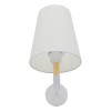 GloboStar® LYDFORD 01433 Μοντέρνο Επιτοίχιο Φωτιστικό Απλίκα Μονόφωτο 1 x E27 IP20 Λευκό Ύφασμα, Λευκό Μέταλλο με Μπέζ Ξύλο - Μ20 x Π28 x Υ36cm