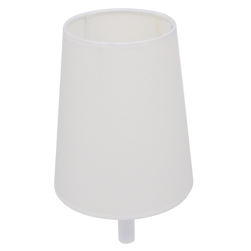 GloboStar® LYDFORD 01433 Μοντέρνο Επιτοίχιο Φωτιστικό Απλίκα Μονόφωτο 1 x E27 IP20 Λευκό Ύφασμα, Λευκό Μέταλλο με Μπέζ Ξύλο - Μ20 x Π28 x Υ36cm