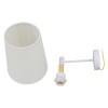 GloboStar® LYDFORD 01433 Μοντέρνο Επιτοίχιο Φωτιστικό Απλίκα Μονόφωτο 1 x E27 IP20 Λευκό Ύφασμα, Λευκό Μέταλλο με Μπέζ Ξύλο - Μ20 x Π28 x Υ36cm