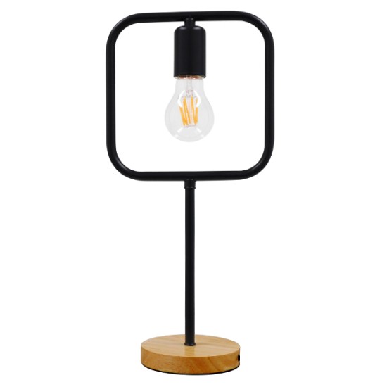 GloboStar® HONOR SQUARE 01435 Μοντέρνο Επιτραπέζιο Φωτιστικό Πορτατίφ Μονόφωτο 1 x E27 IP20 Μαύρο Μέταλλο με Μπεζ Ξύλο - Μ20 x Π20 x Υ42cm GloboStar® HONOR SQUARE 01435 Μοντέρνο Επιτραπέζιο Φωτιστικό Πορτατίφ Μονόφωτο Μαύρο Μεταλλικό με Ξύλινη Βάση Δρυς Μ20 x Π20 x Υ42cm