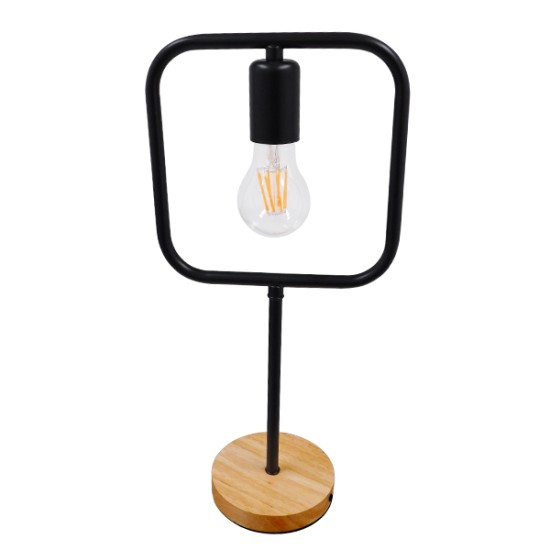 GloboStar® HONOR SQUARE 01435 Μοντέρνο Επιτραπέζιο Φωτιστικό Πορτατίφ Μονόφωτο 1 x E27 IP20 Μαύρο Μέταλλο με Μπεζ Ξύλο - Μ20 x Π20 x Υ42cm GloboStar® HONOR SQUARE 01435 Μοντέρνο Επιτραπέζιο Φωτιστικό Πορτατίφ Μονόφωτο Μαύρο Μεταλλικό με Ξύλινη Βάση Δρυς Μ20 x Π20 x Υ42cm