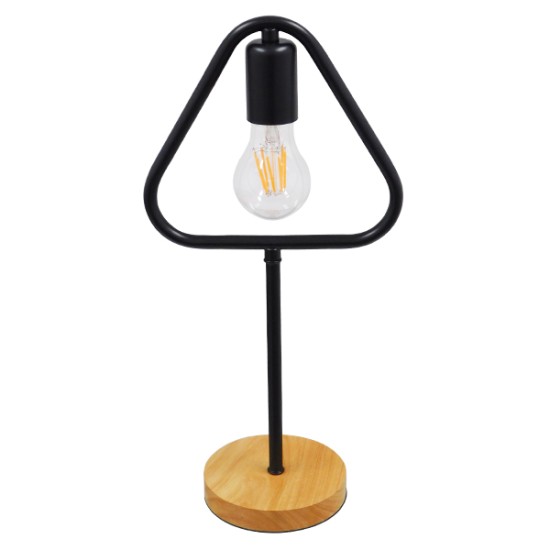 GloboStar® HONOR TRIANGLE 01436 Μοντέρνο Επιτραπέζιο Φωτιστικό Πορτατίφ Μονόφωτο 1 x E27 IP20 Μαύρο Μέταλλο με Μπεζ Ξύλο - Μ20 x Π20 x Υ40cm GloboStar® HONOR TRIANGLE 01436 Μοντέρνο Επιτραπέζιο Φωτιστικό Πορτατίφ Μονόφωτο Μαύρο Μεταλλικό με Ξύλινη Βάση Δρυς Μ20 x Π20 x Υ40cm
